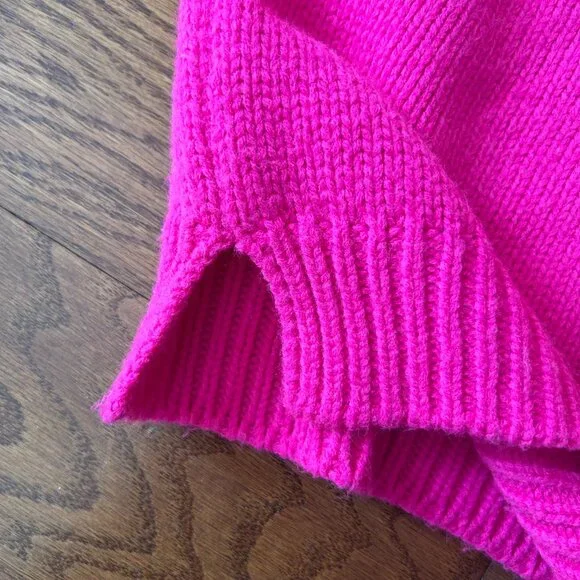 Judith March Hot Pink Sweater Off One Shoulder Cozy Sweater Size Small Relaxed - Picture 6 of 8
